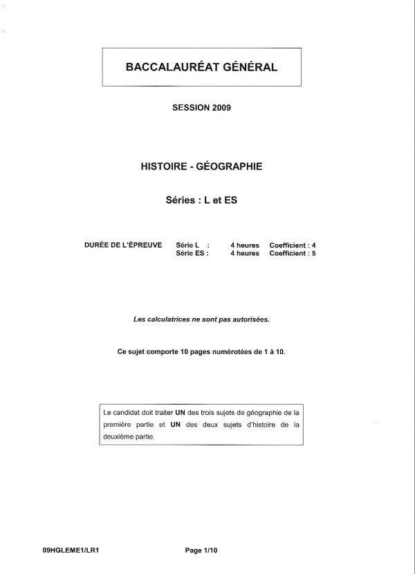 Baccalauréat général - histoire-géo