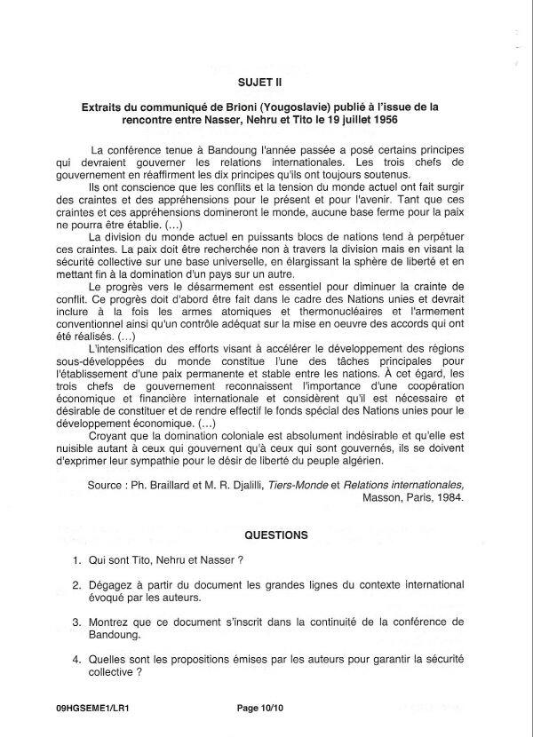 corrigé sujet histoire bac