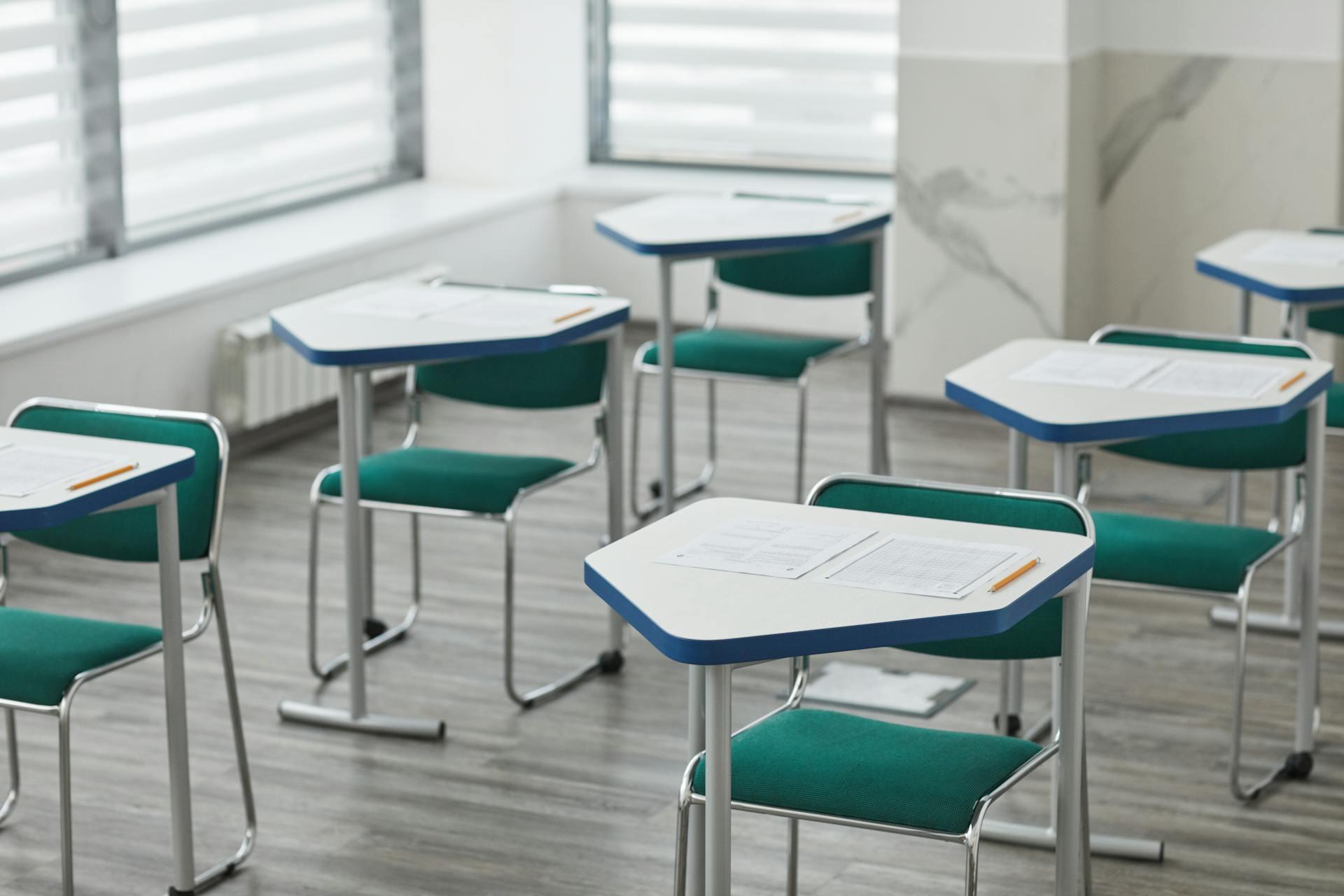 Picture of desks in an exam room
