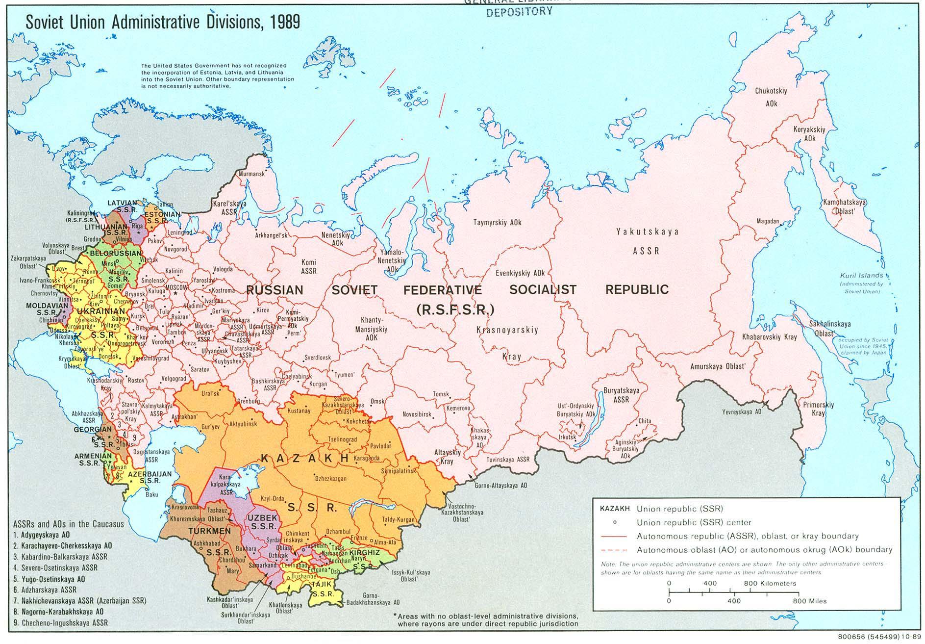 Republics of the Soviet Union from 1954 to 1991