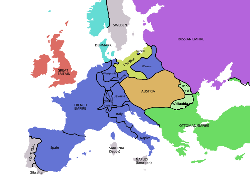 Map of Napoleonic Europe and the French Empire