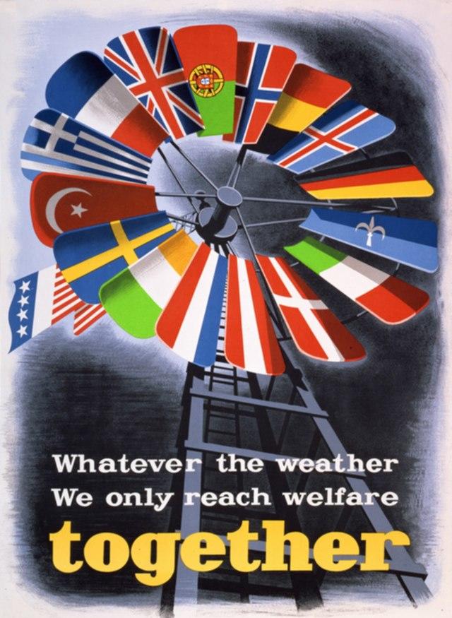 A poster developed by the Economic Cooperation, promoting the Marshall Plan