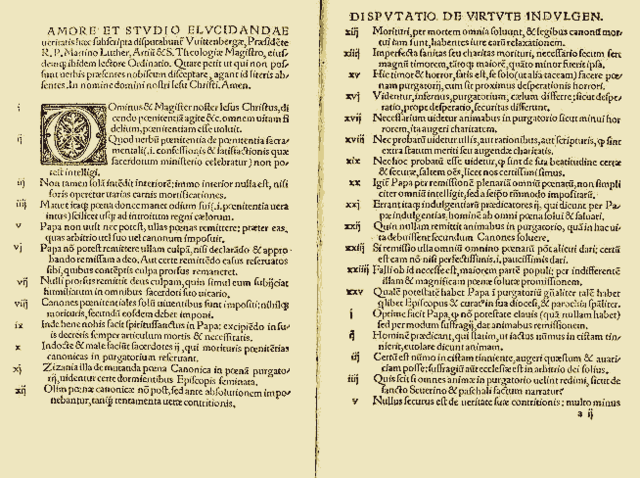 Two pages from the 95 Theses