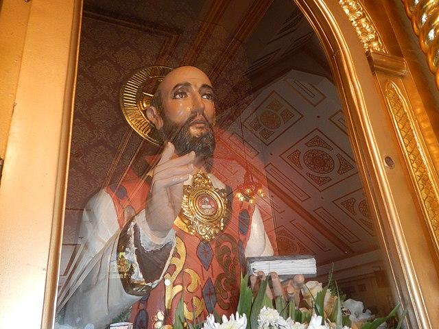 A religious statue of Saint Ignatius of Loyola