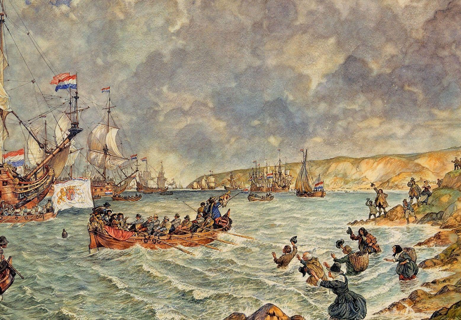 painting of William of Orange army in Brixham