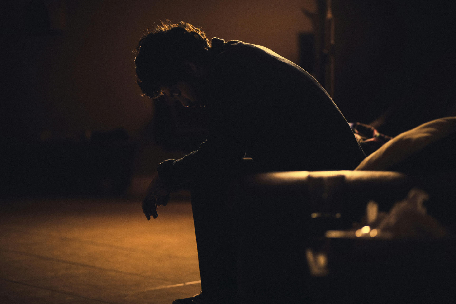 Man looking sad at night
