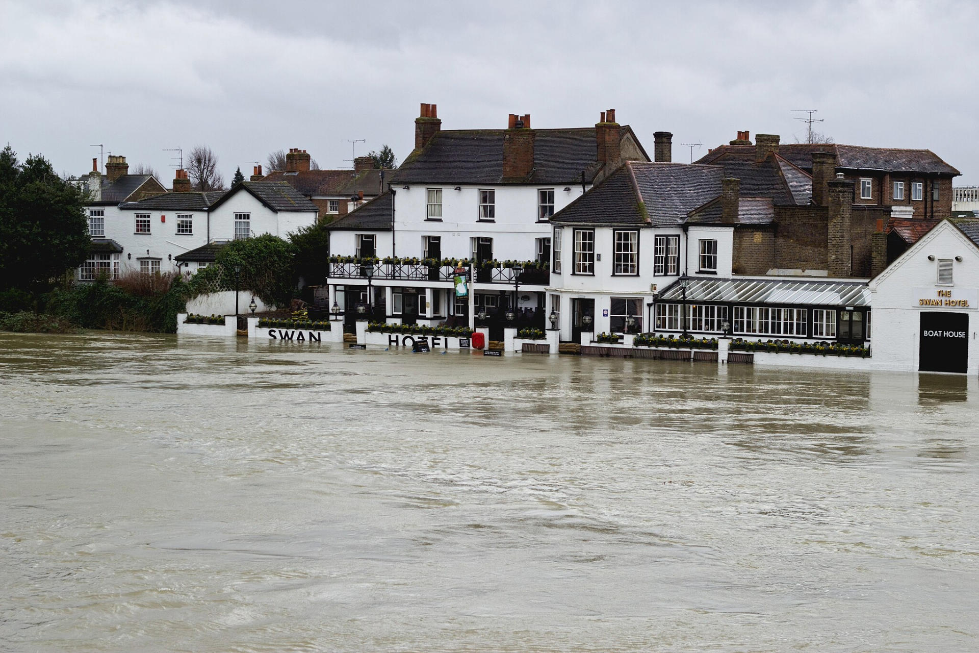 Flooded  houses and buildings