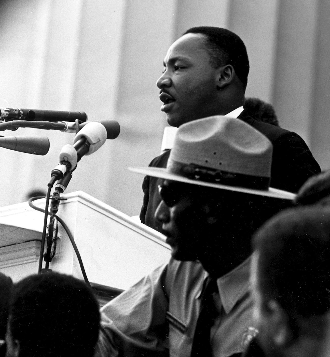 Martin Luther King delivering his famous speech