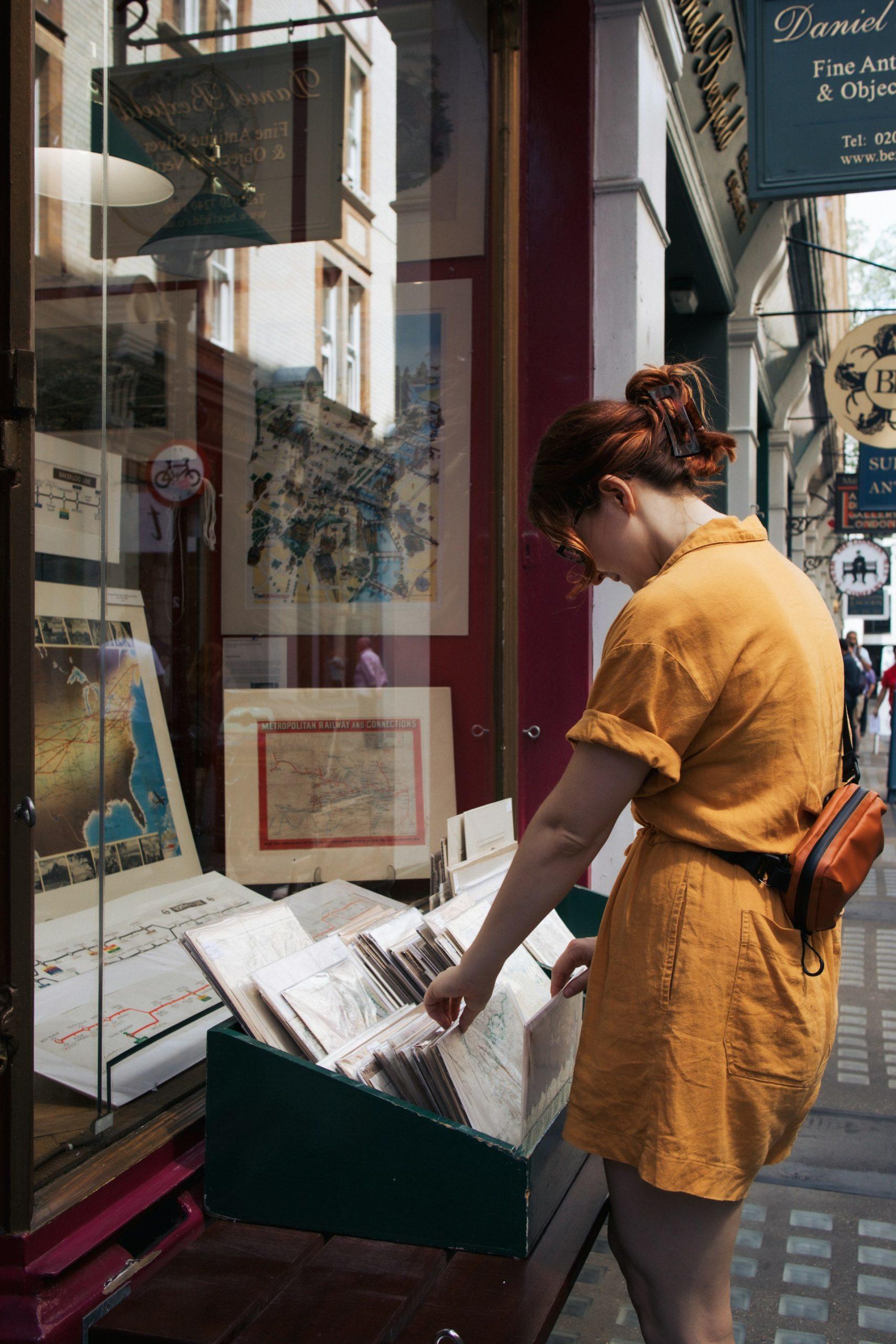 lady checking for information