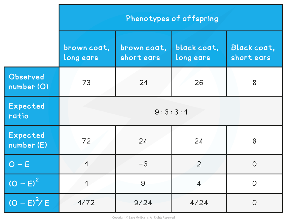 Chi-squared Worked Example Table