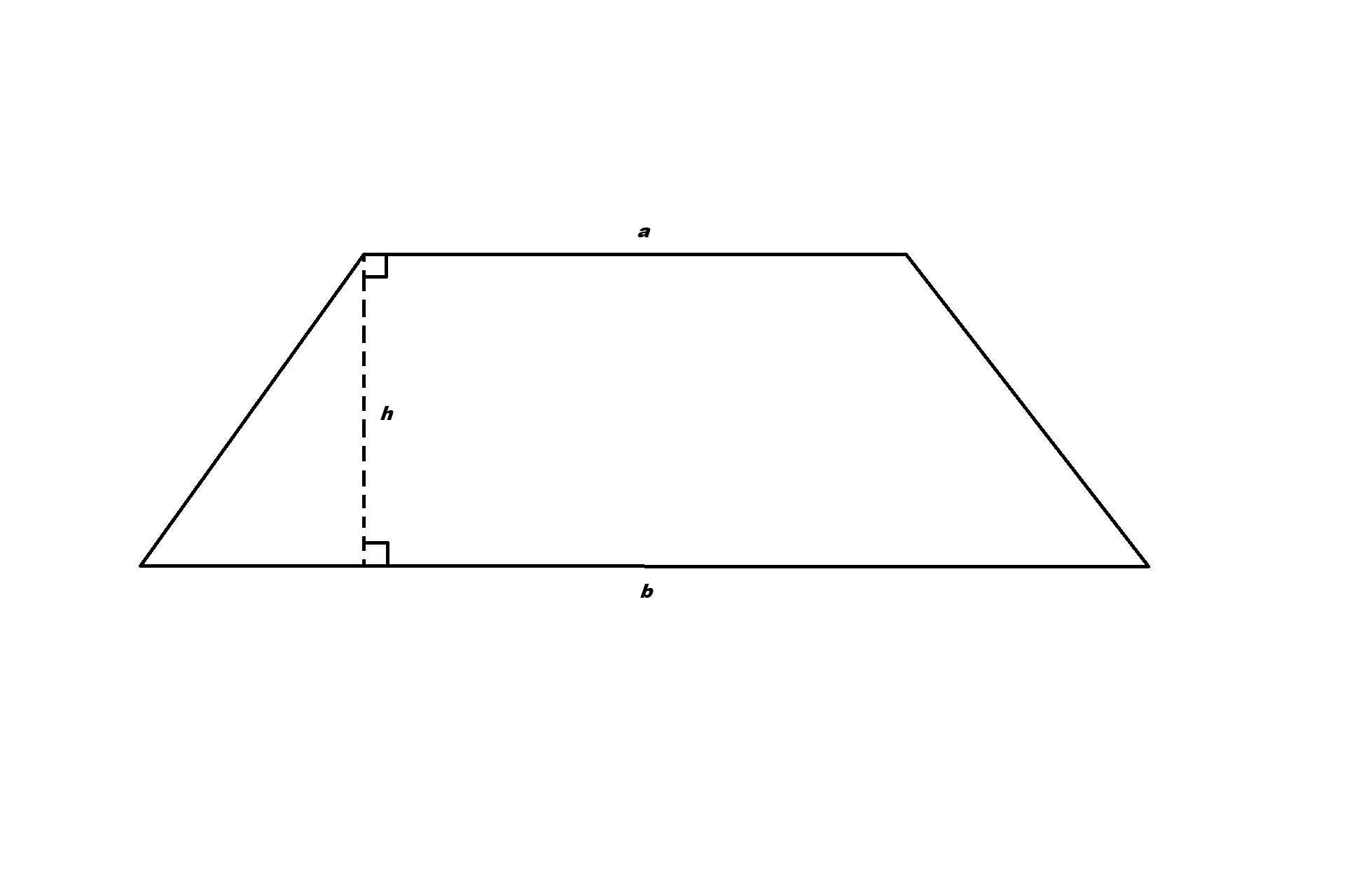 labelled trapezium showing vertical height at right angles to both sides of different length