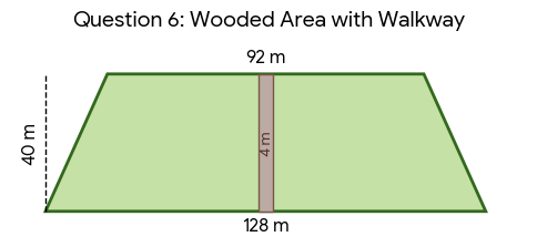 trapezium outlining green area with walkway through middle