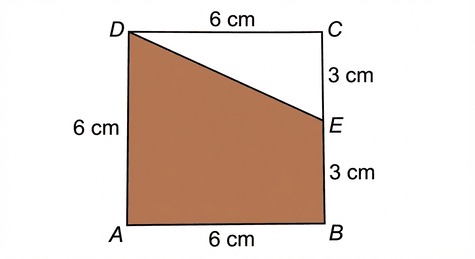 trapezoid within a square with all length labels for area calculation