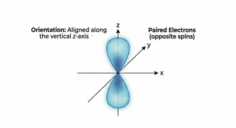 pz orbital illustration with lobes along the z-axis with labels