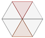 Triángulos equilateros dentro de un hexágono grafica