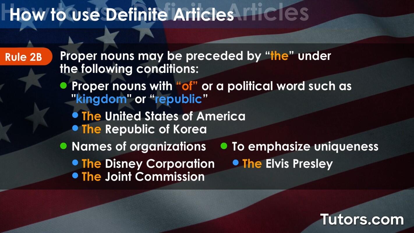 How to use definite articles