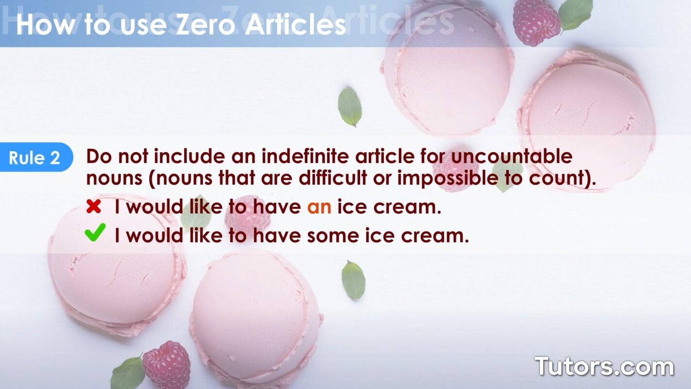 How to use zero articles