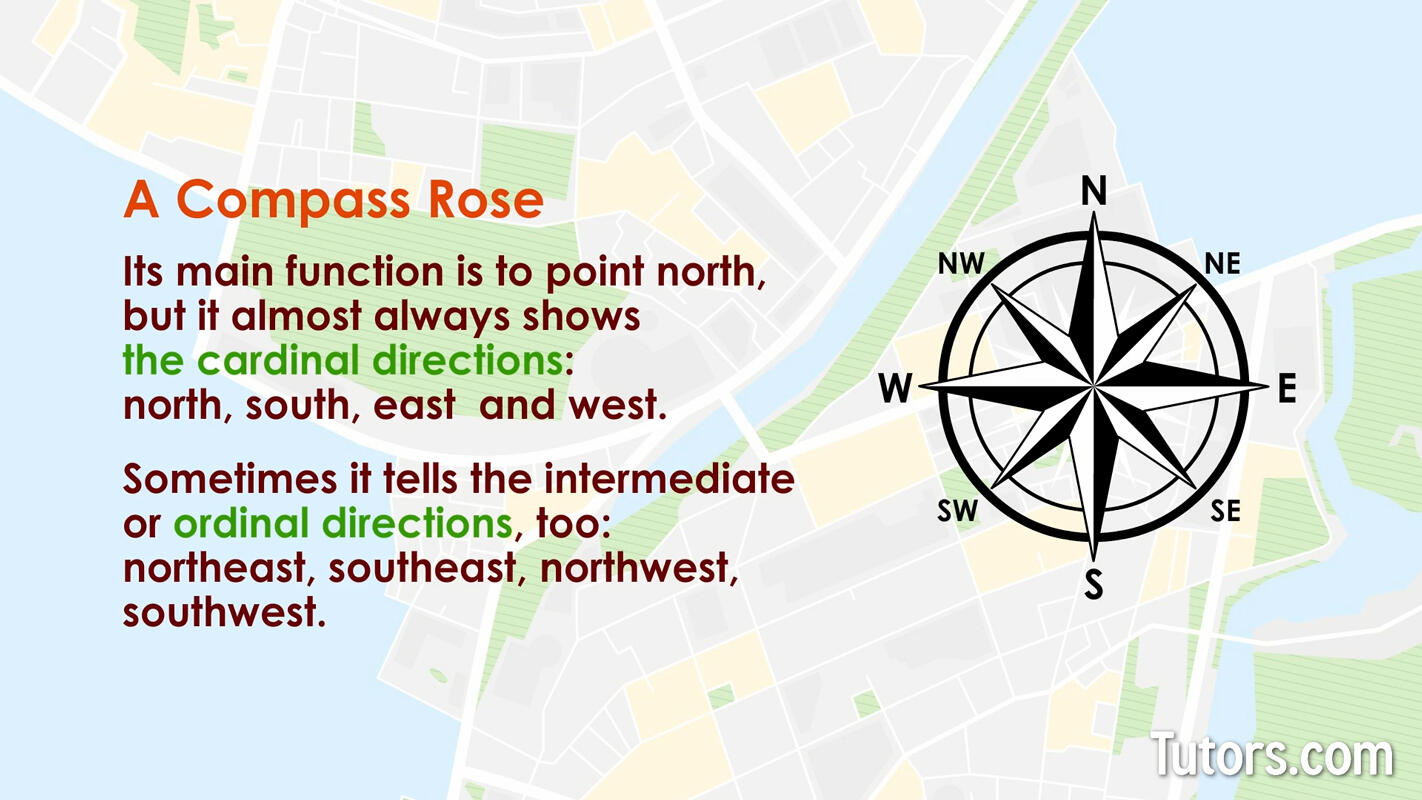 Compass rose on a map