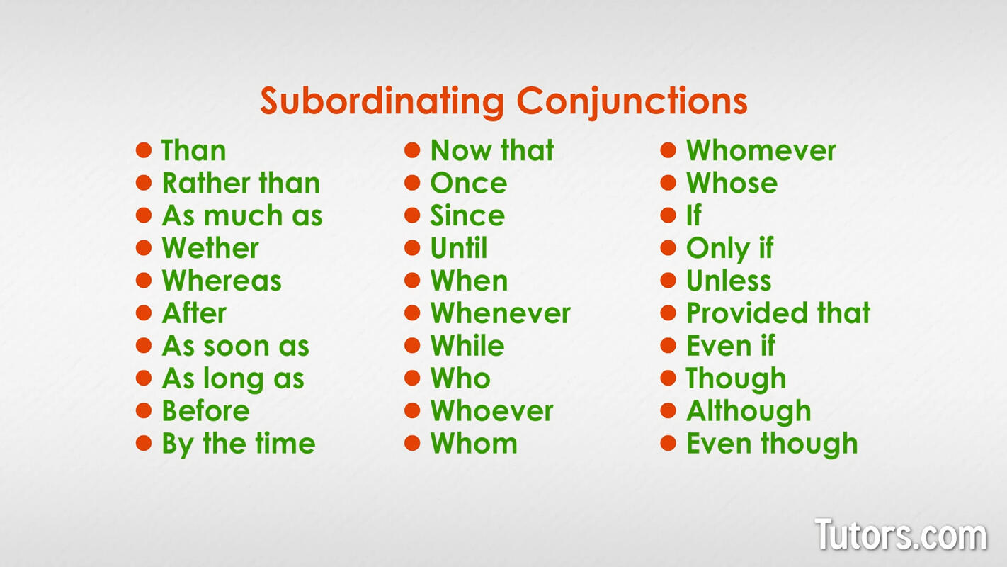 Complex sentences subordinating conjunctions