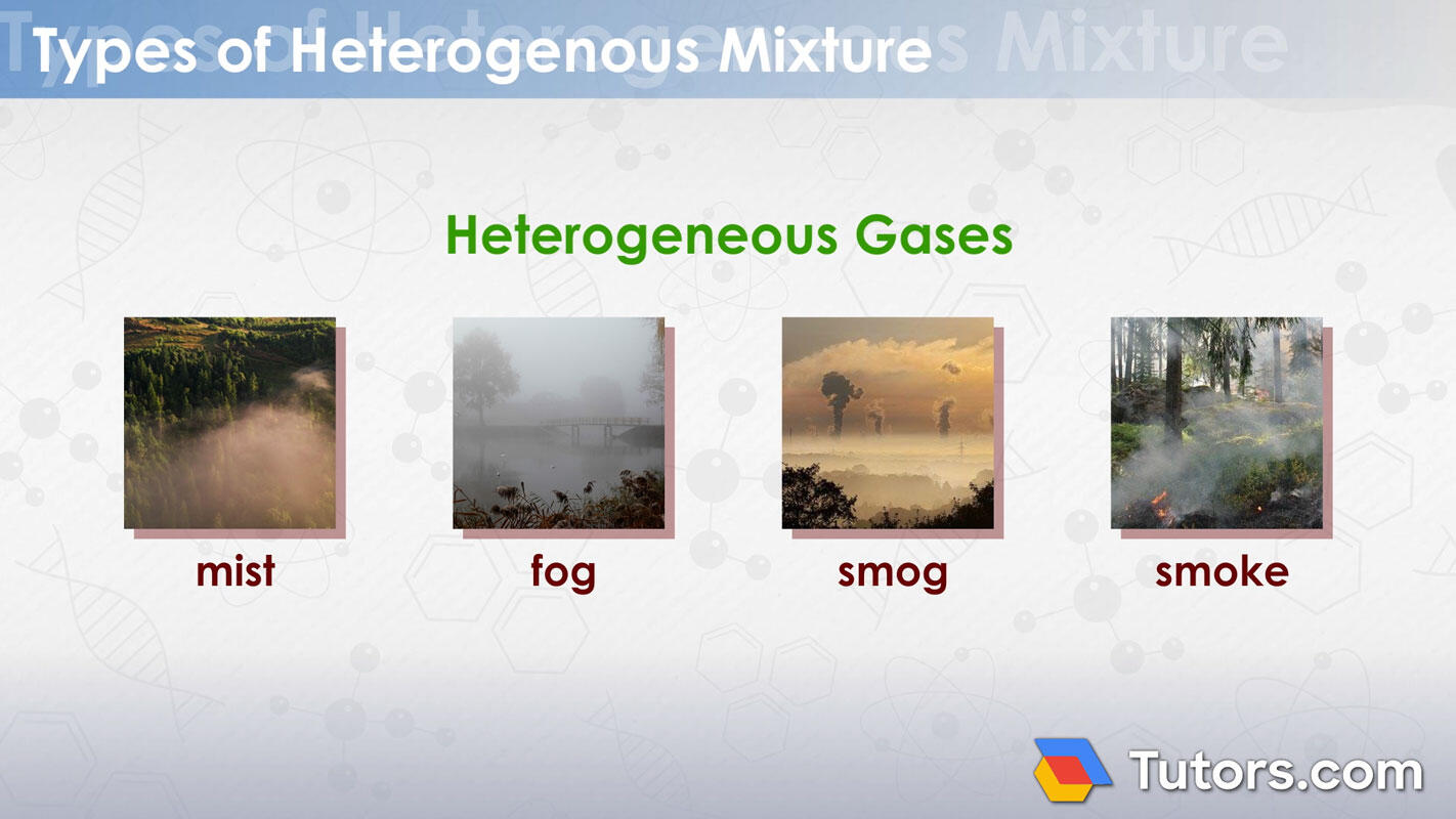 Heterogeneous mixtures - gas examples