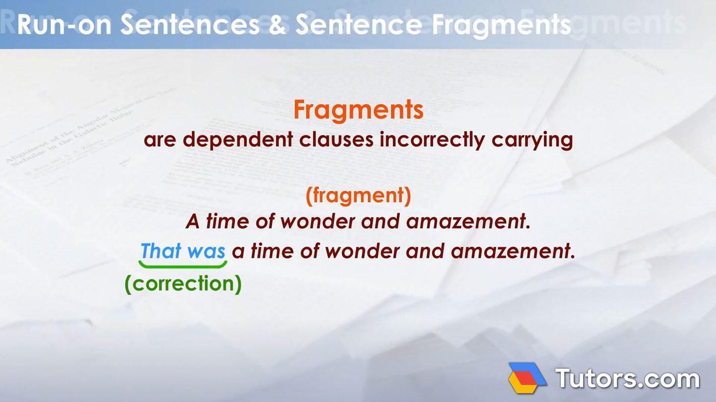 Independent clause - fragments
