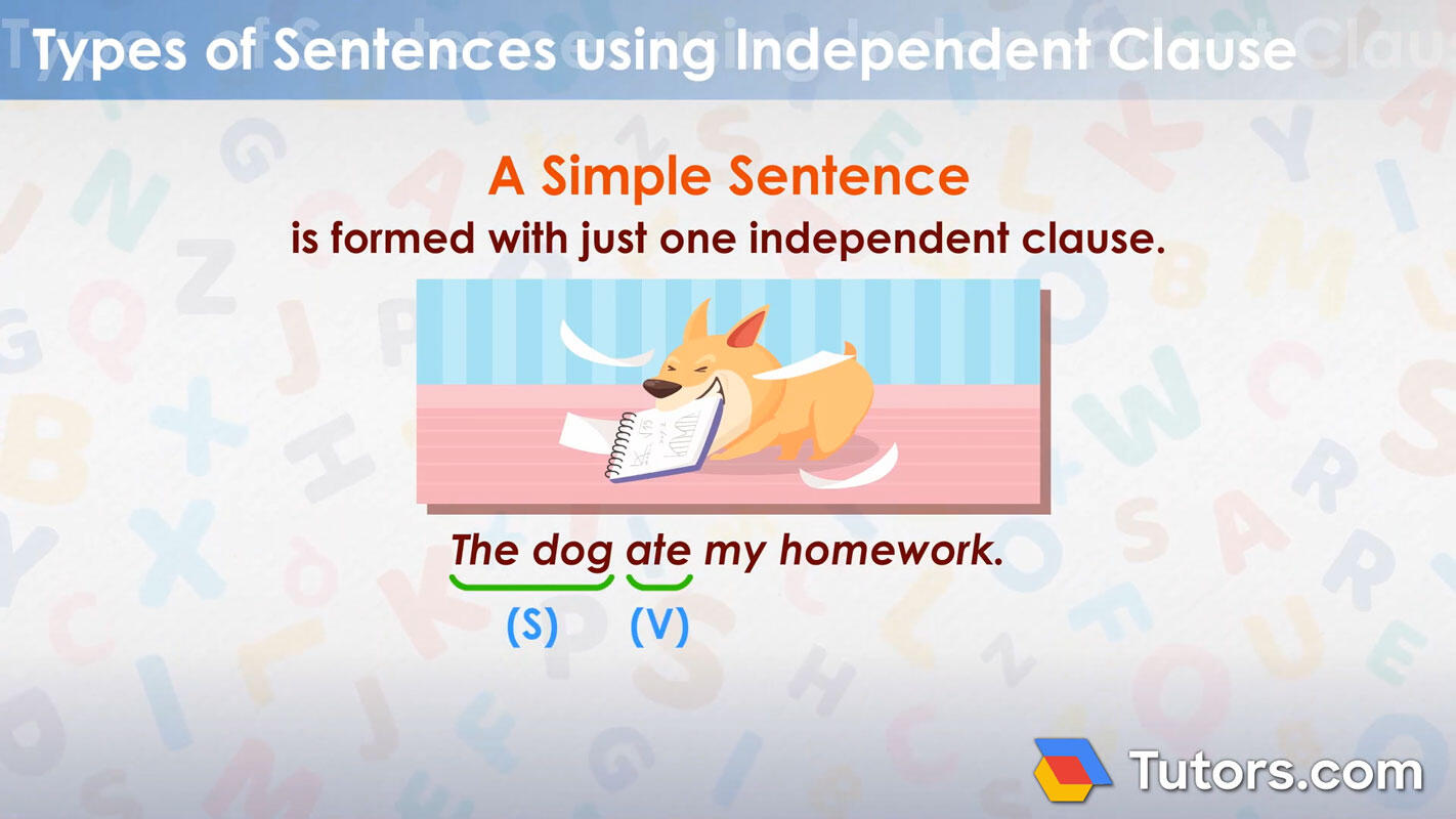 Independent clause - simple sentence example