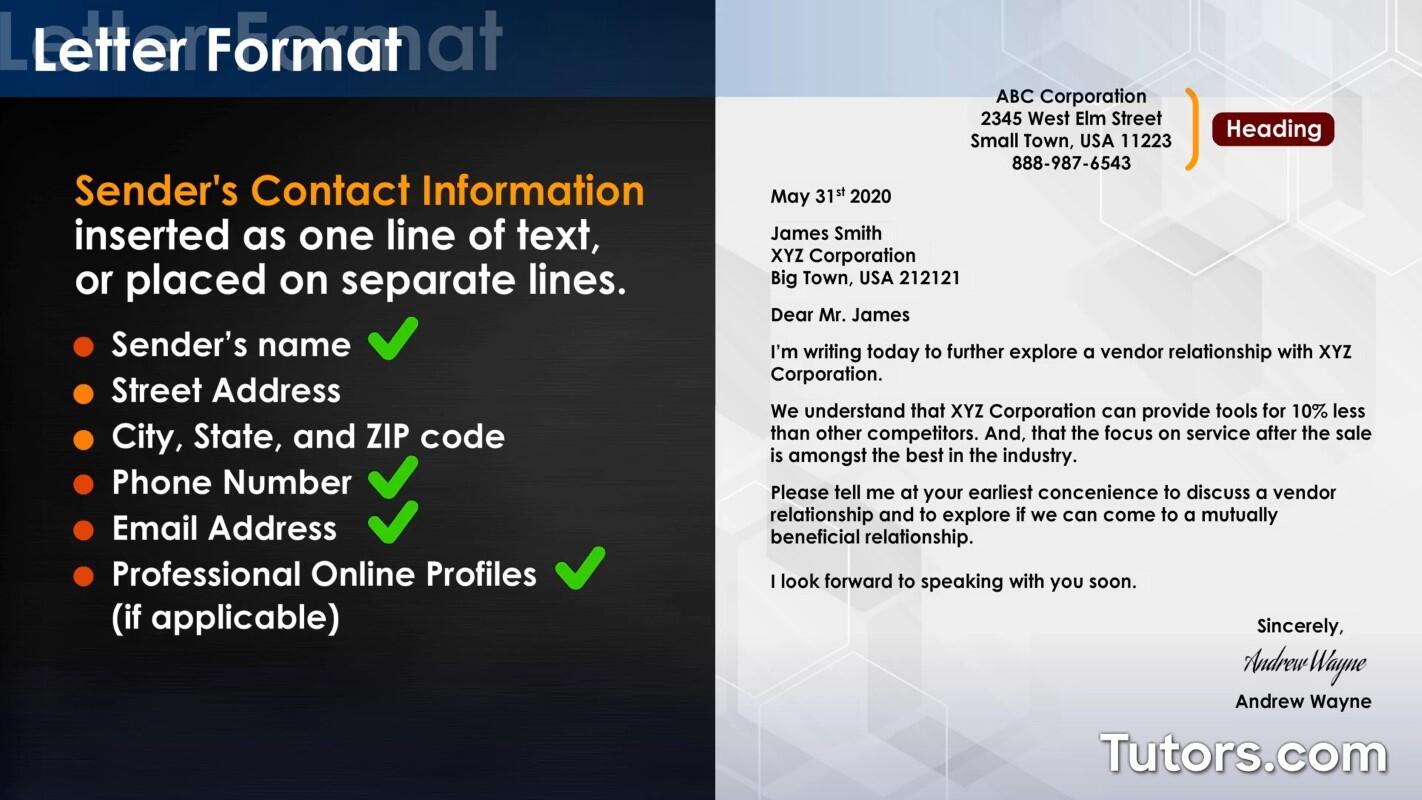 Sender's contact information
