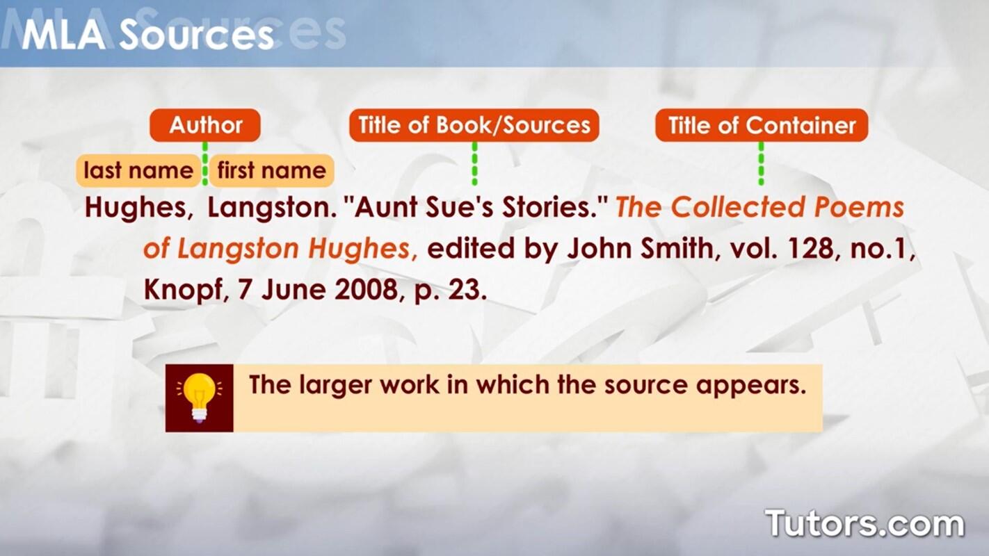 MLA sources container