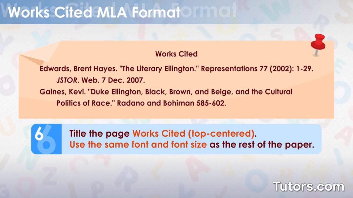 MLA works cited page title