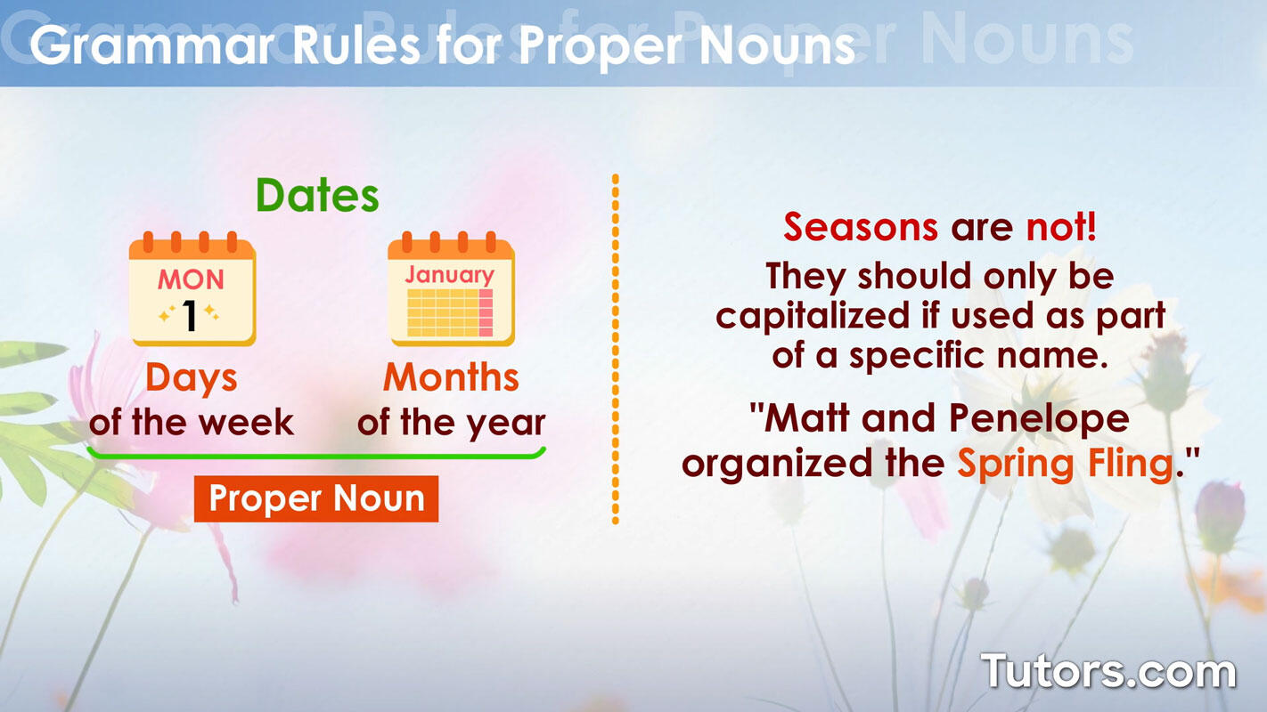 Proper noun grammar rules - dates