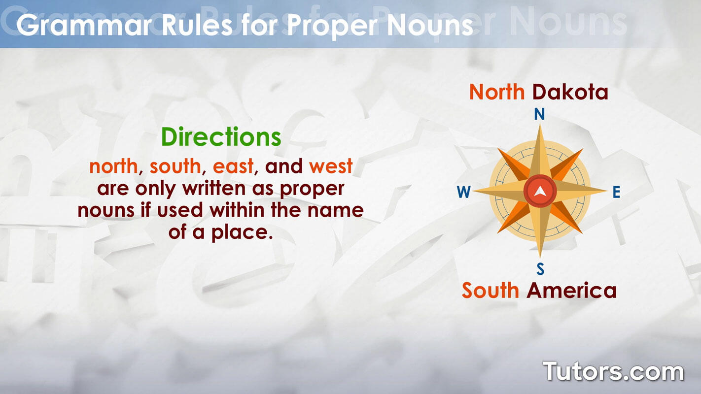 Proper noun grammar rules - directions