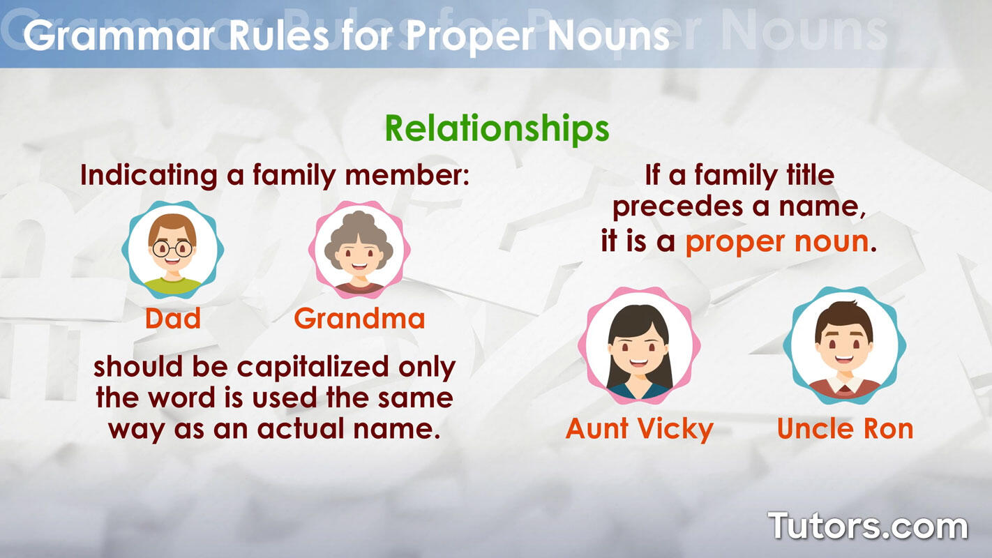 Proper noun grammar rules - relationships