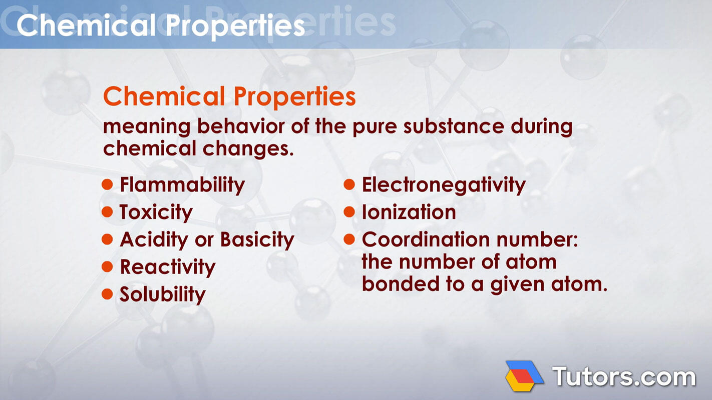 Pure substance chemical properties