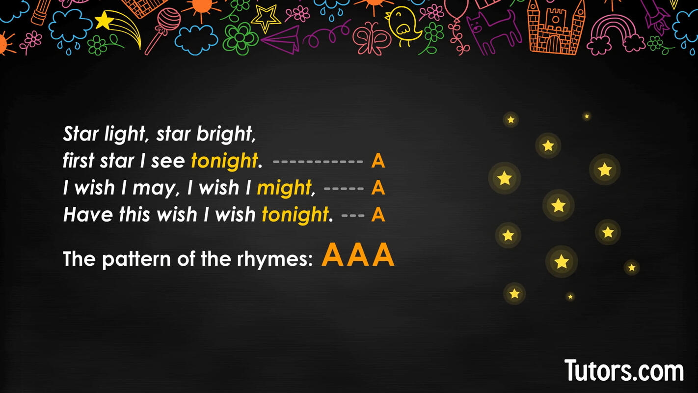 Rhyme scheme AAA pattern example