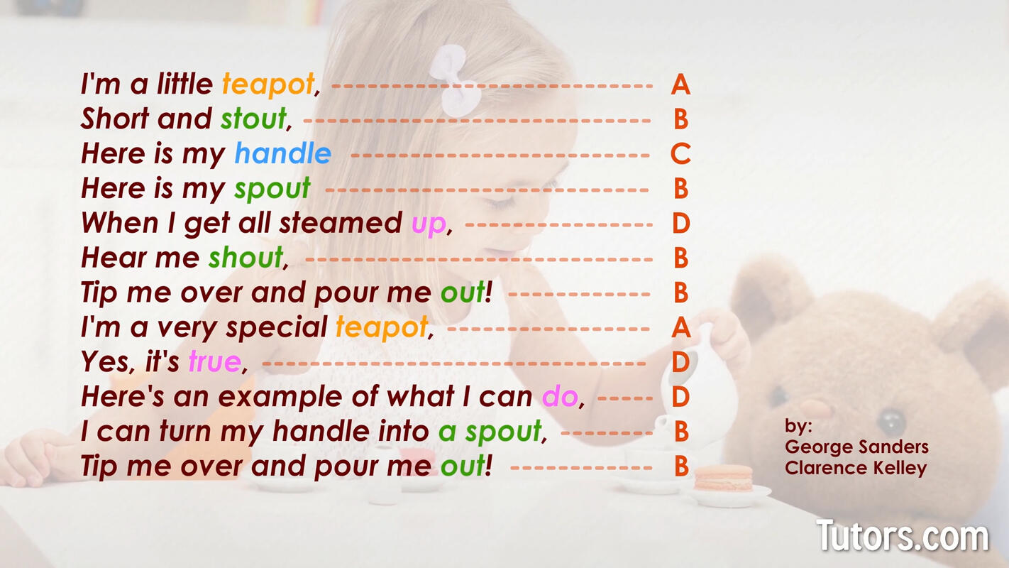 Rhyme scheme - little teapot example