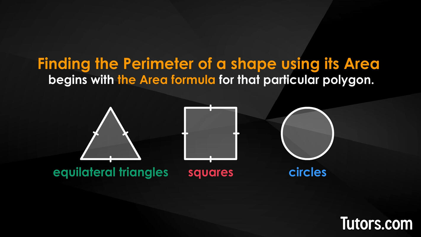 Shapes to find perimeter from the area