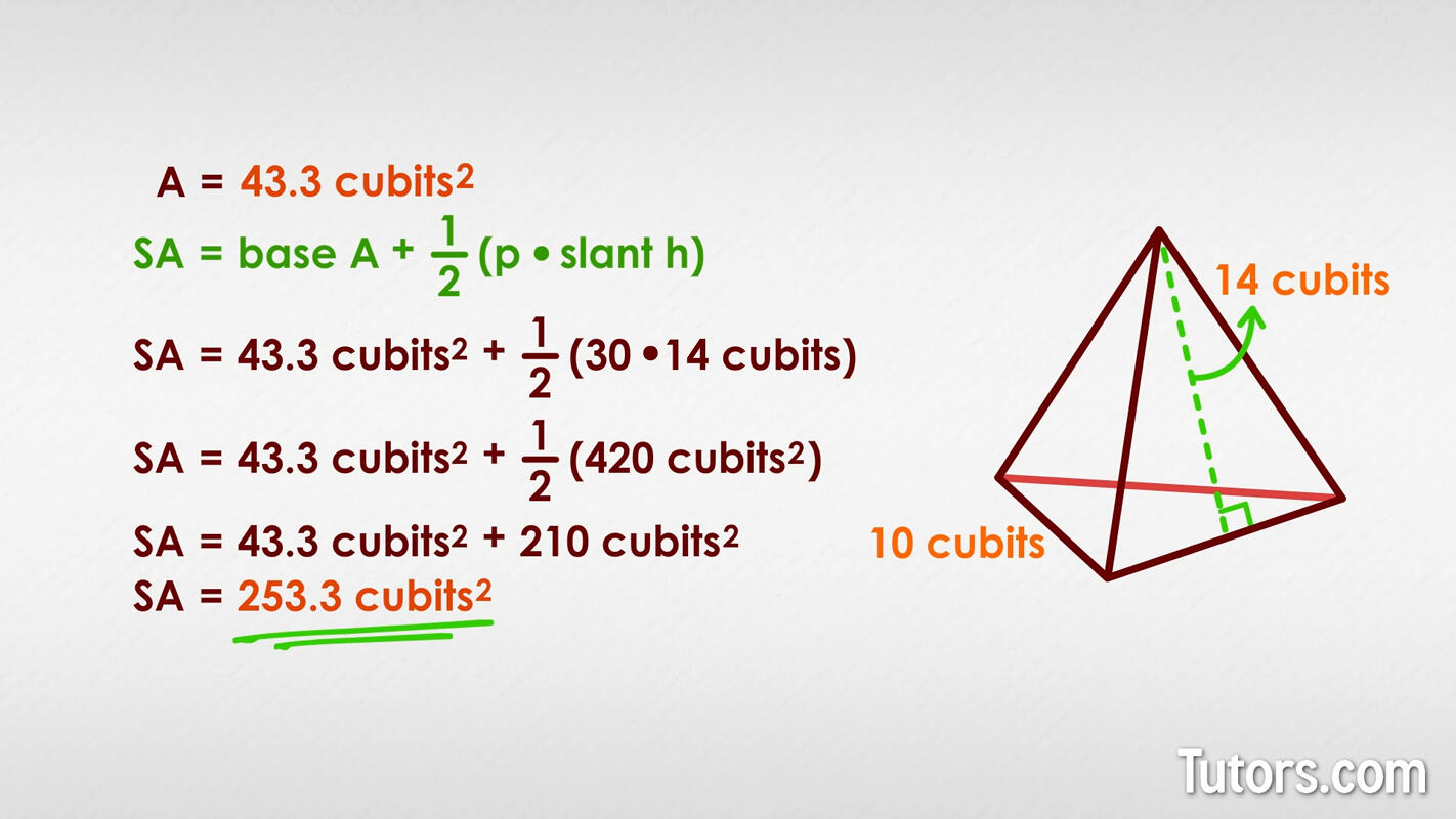 Surface area formula of a triangular pyramid