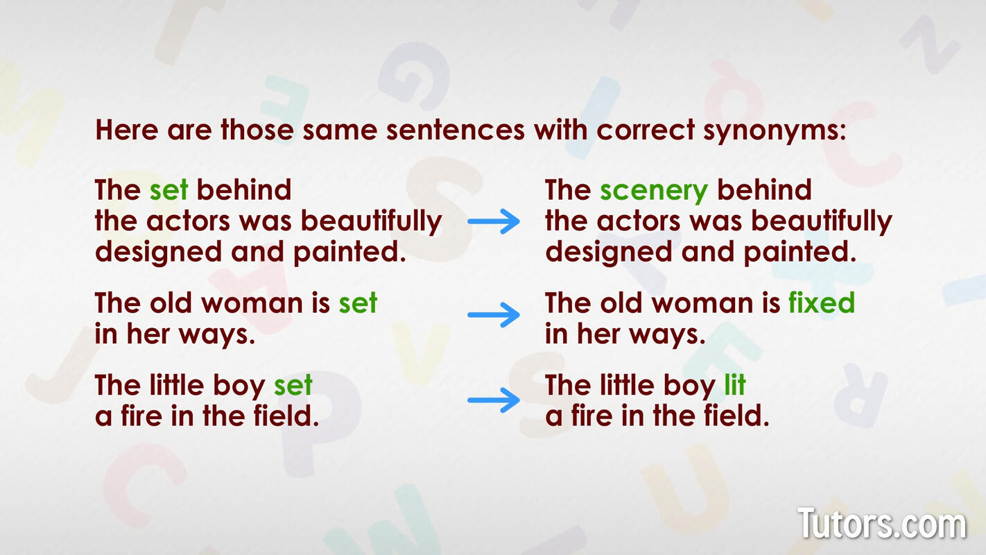 Synonyms - examples of words with multiple meanings