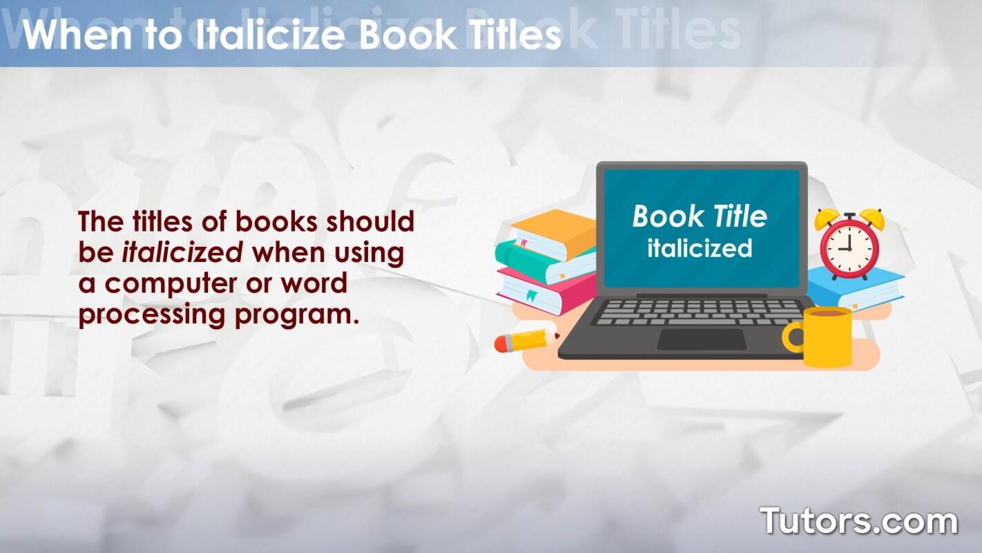 Italicize book titles on a computer