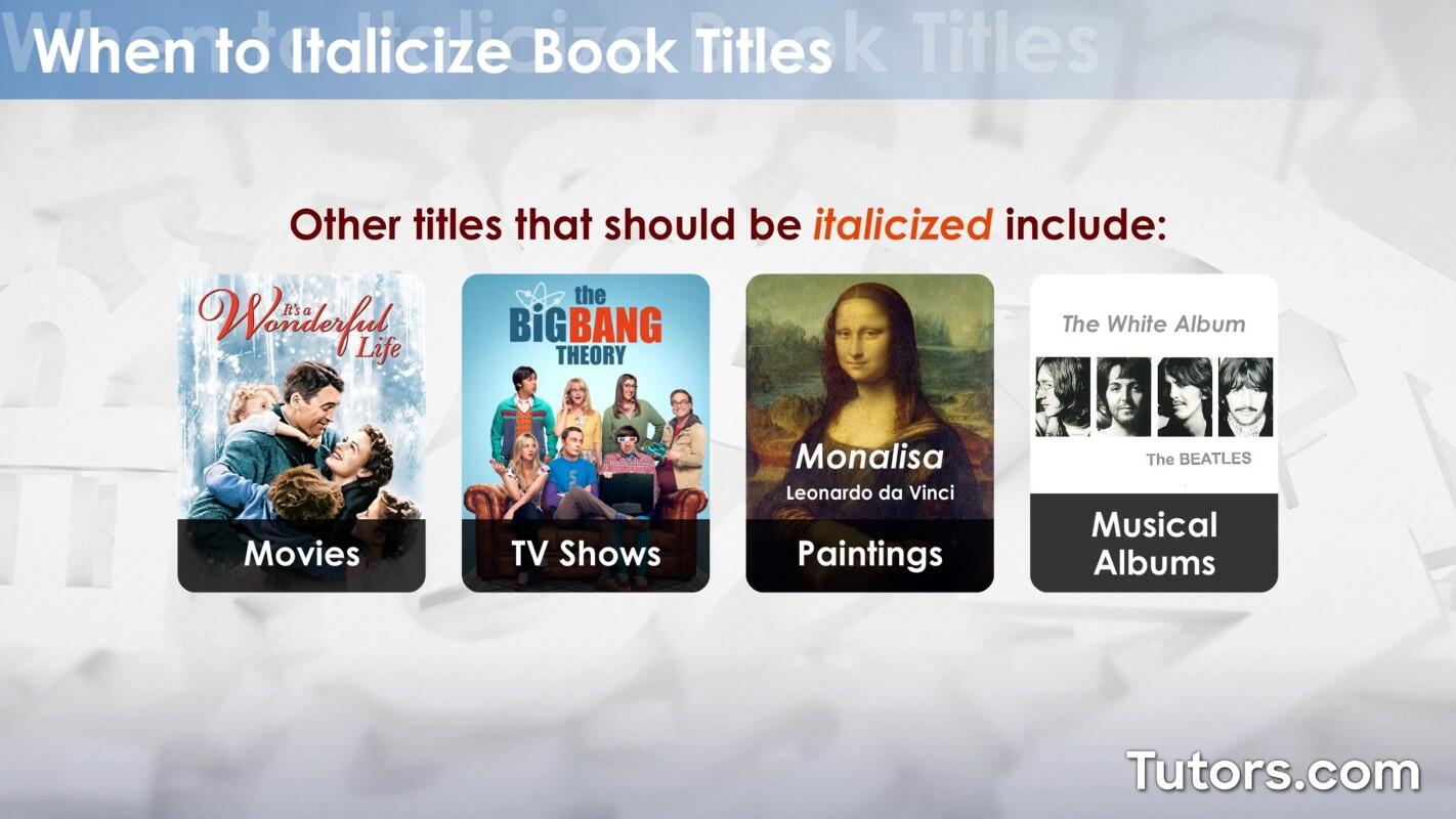 Other titles that should be italicized