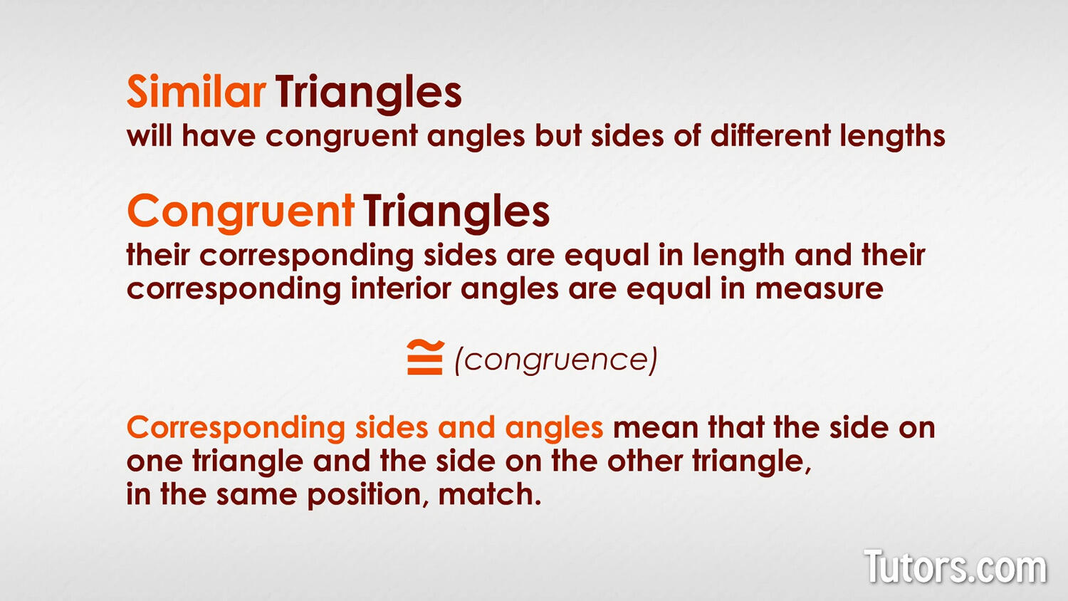 Triangle Congruence Definitions - Similar & Congruent