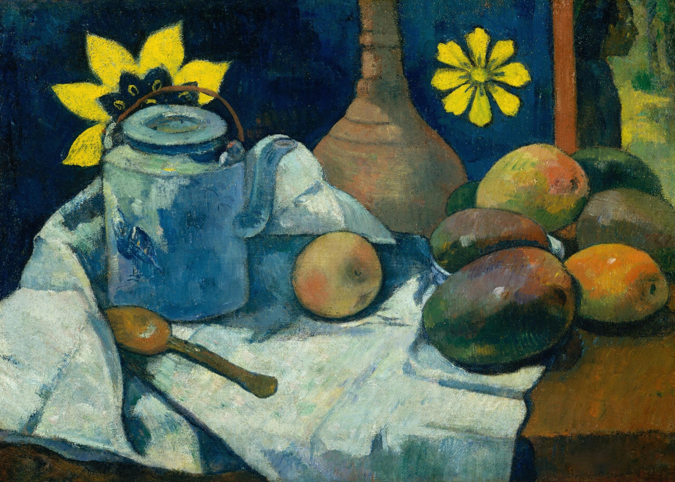 pictura cu natura statica: fructe, vaza, prosop