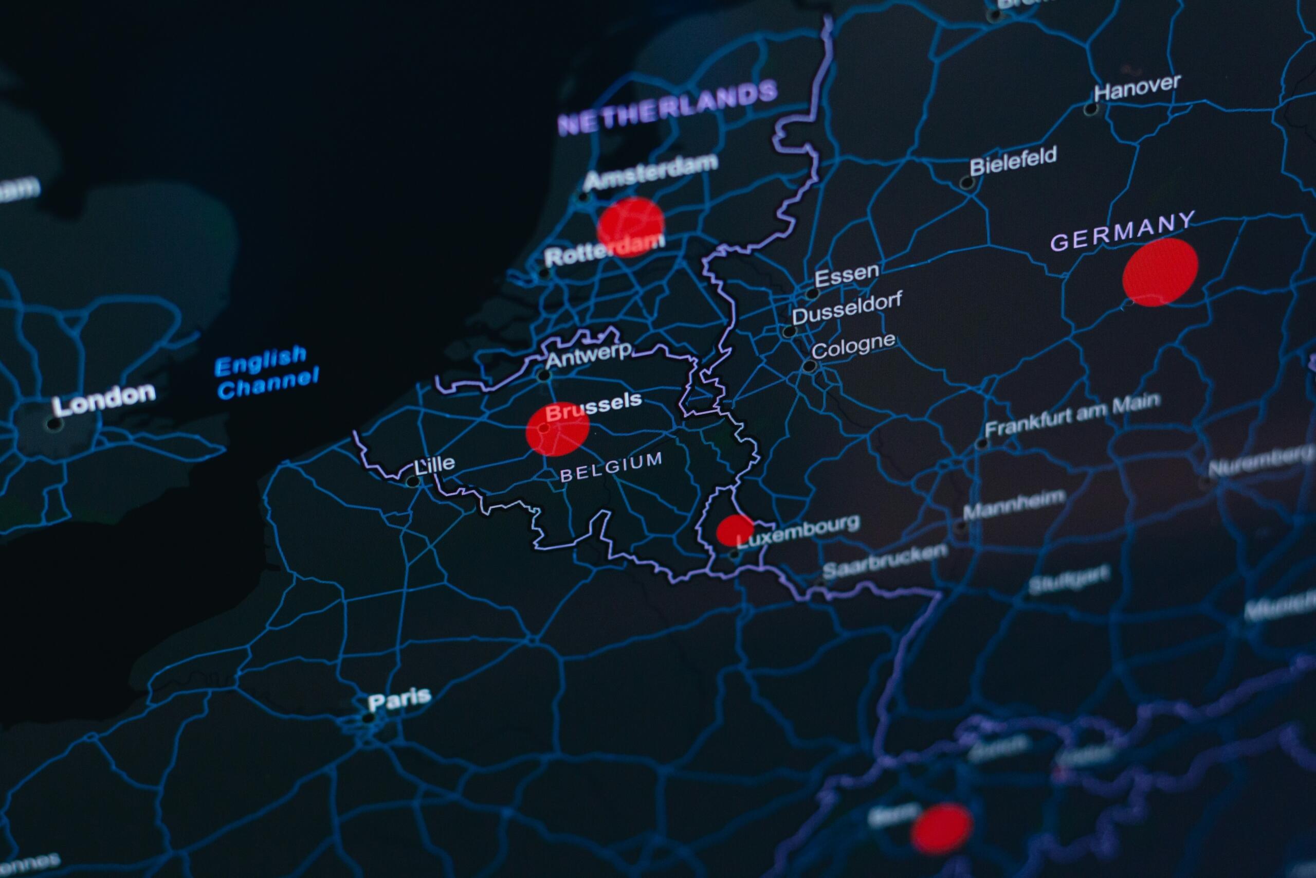 Harta digitala care prezinta o parte din Europa