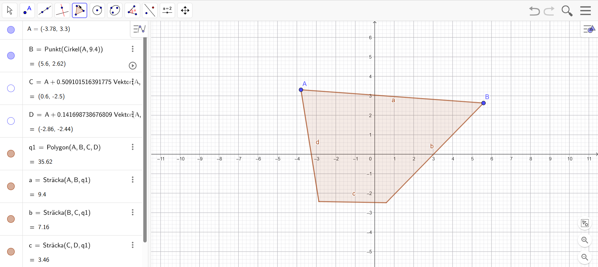 Hemsidan GeoGebra hjälper till att räkna ut vinklar, area och annan information på olika typer av former.