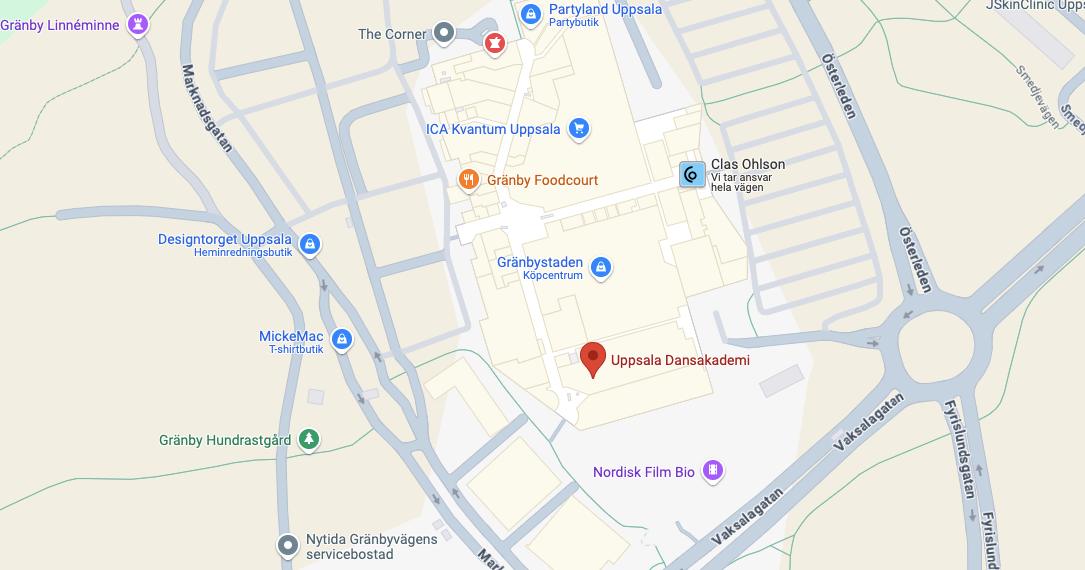 Hitta till Uppsala Dansakademi 