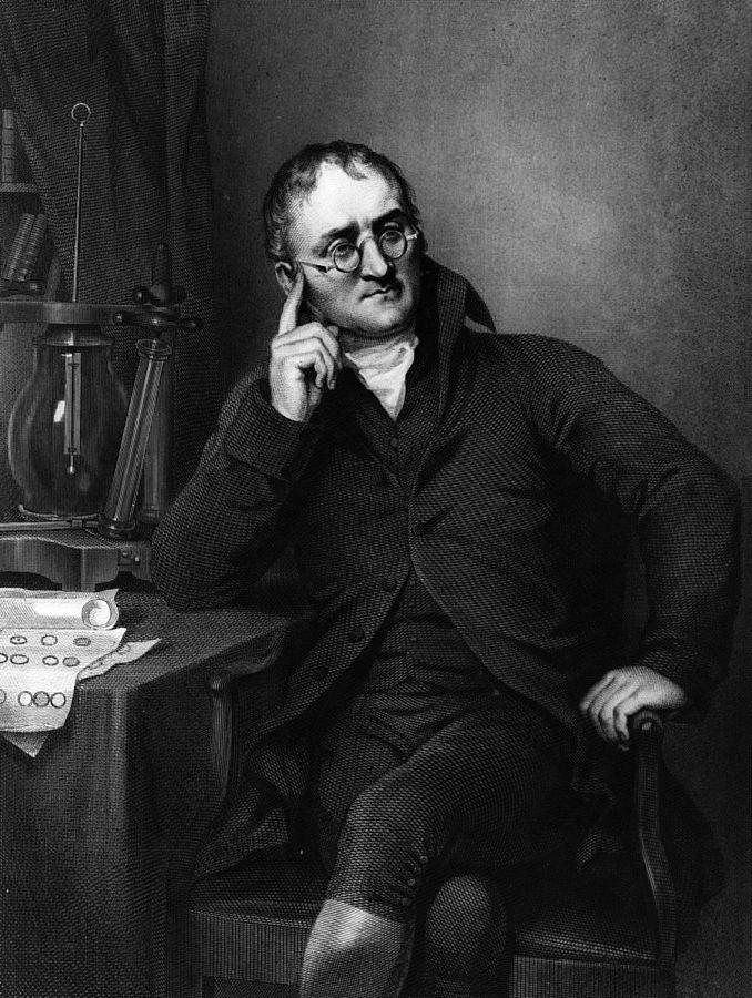John Dalton vid sitt skrivbord