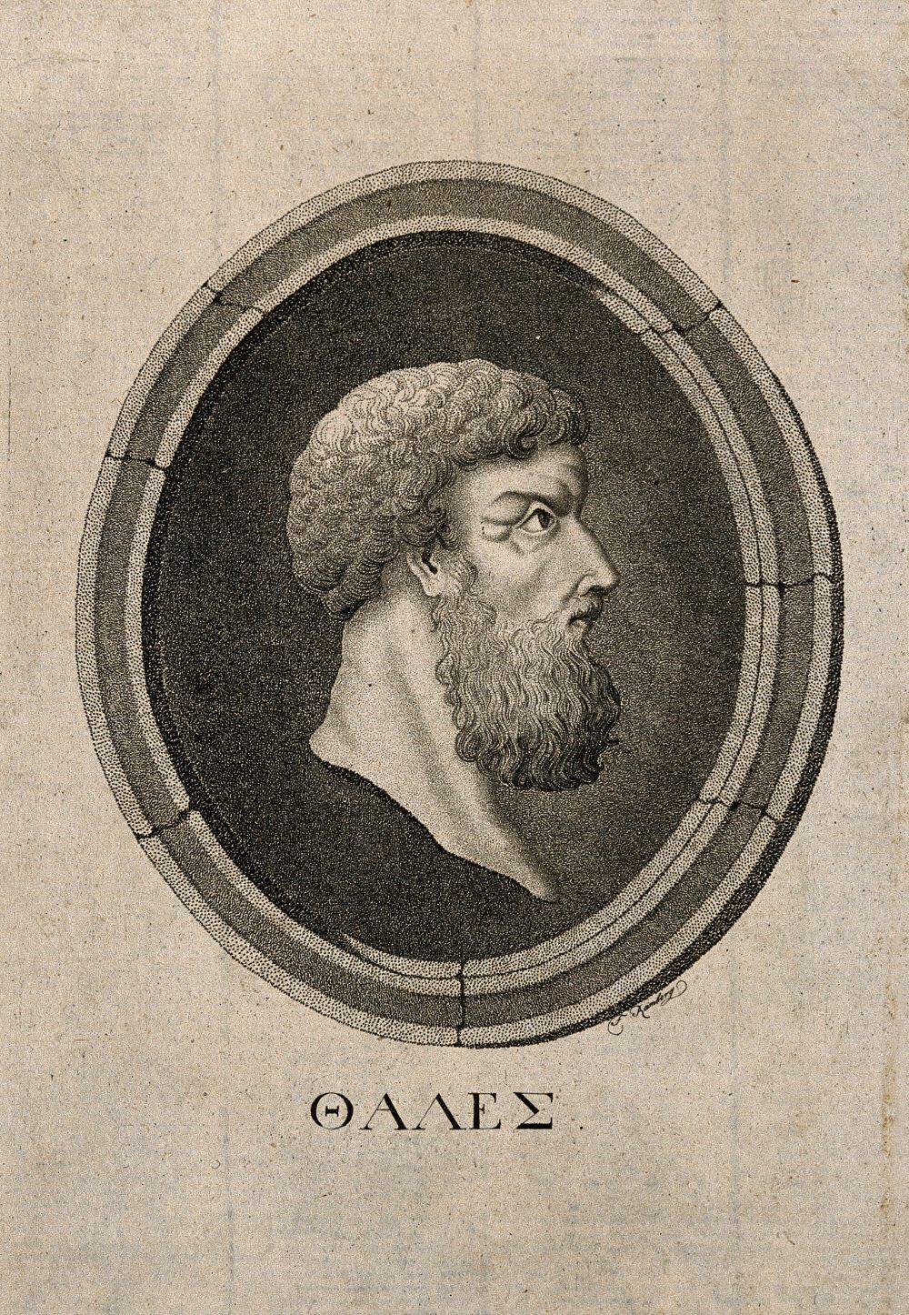 Thales från Miletos. Stippelgravyr av J.H. Ramberg.