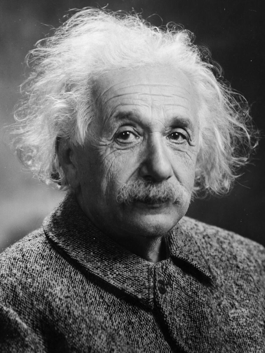 Porträtt av Albert Einstein, berömd fysiker.