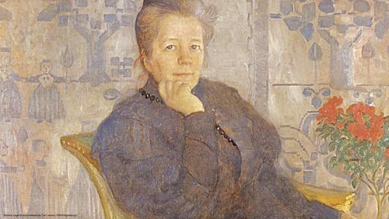 målat porträtt av Selma Lagerlöf