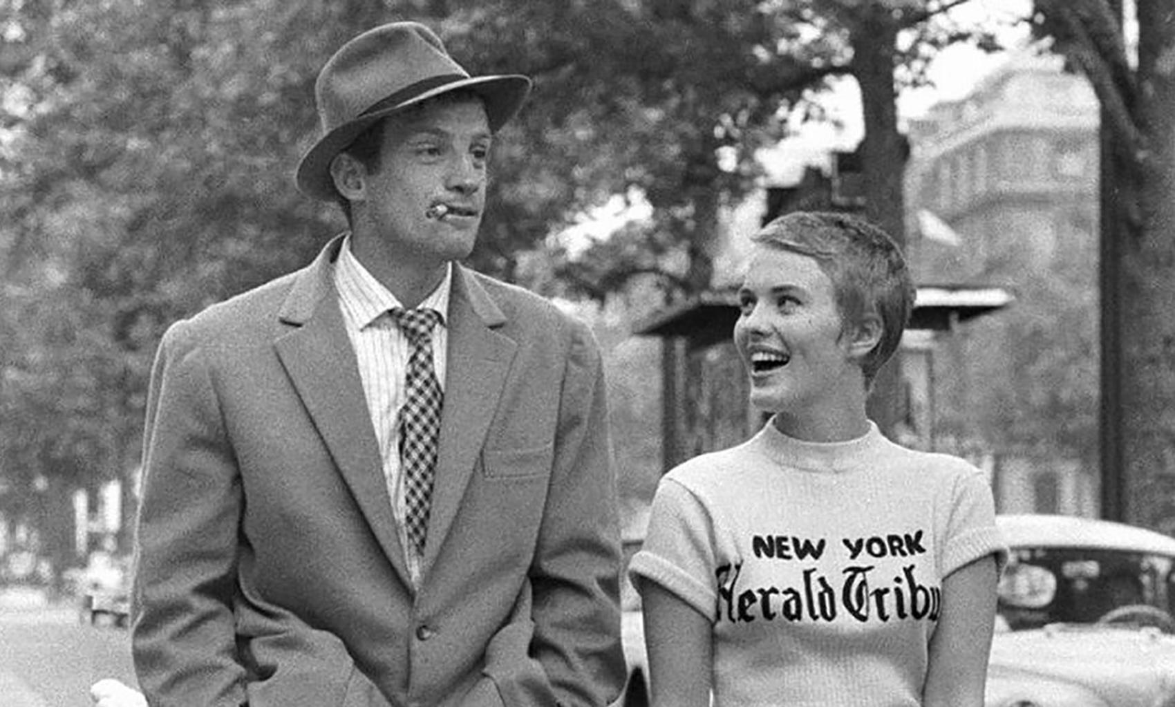 Bild på de två huvudskådespelarna ur filmen Till sista andetaget från 1960.